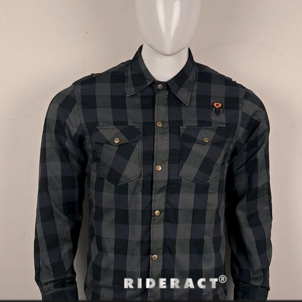 RIDERACT® Motorcycle Flannel Shirts Mens Armored Shirt Protective Gear Jacket